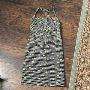 Chic Black and Yellow Patterned Women's Dress